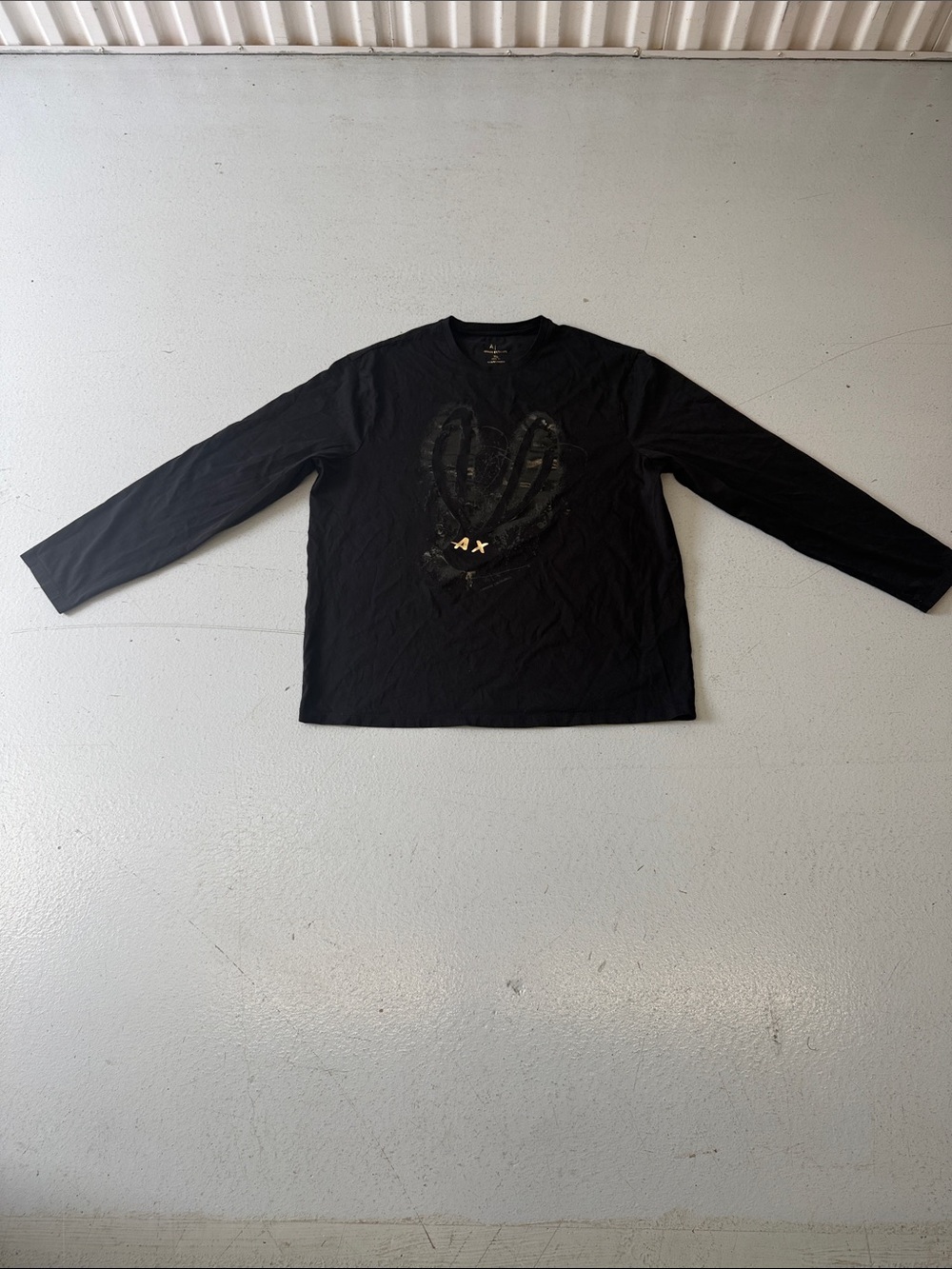 Armani Exchange Black Long-Sleeve Graphic Tee with Subtle Logo